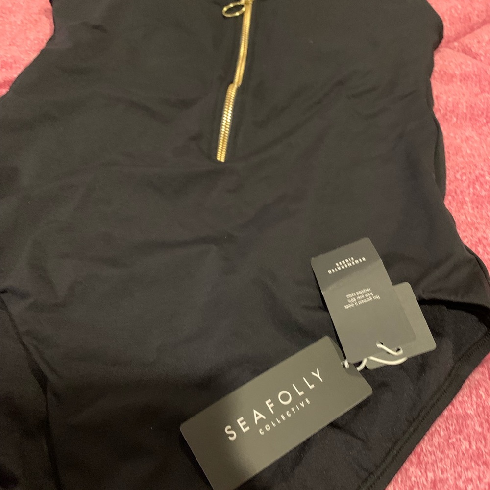 Seafolly Black Zip-Front One-Piece Swimsuit - Picture 9 of 14